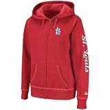 MLB Women's St. Louis Cardinals Steppin' Up Full Zip Marled Fleece Hoodie (Athletic Red Marled, Medium)