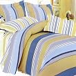 Blancho Bedding - [Golden Blue Stripes] Luxury Comforter Set Combo 300GSM