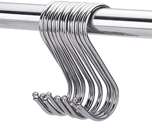 10 Pack All-powerful Scarf Apparel Punch Cup Bowl Kitchen S Shaped Silver Tone Polished Iron Plating Hanging Hooks for Bathroom,bedroom,office (M)