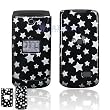 Black with Silver Stars Snap-On Cover Hard Case Phone Protector for ZTE C88