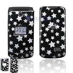 Black with Silver Stars Snap-On Cover Hard Case Phone Protector for ZTE C88