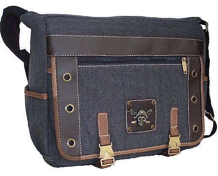 Classic Military Inspired Canvas Messenger Bag Laptop Bookbag Black Classic Military Inspired Canvas Messenger Bag Laptop Bookbag Black