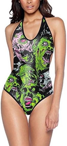 Massa Women Fashion 3D Printing One-Piece Swimming Suit Zombies