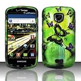 GREEN BUTTERFLY Hard Rubber Feel Plastic Design Case for Samsung Droid Char ....