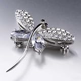 Swarovski Crystal Silver Dragonfly April Birthstone Brooch