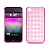 Apple Iphone 4G Semi-Transparent Pink Checker Phone Protector Skin Cover Case