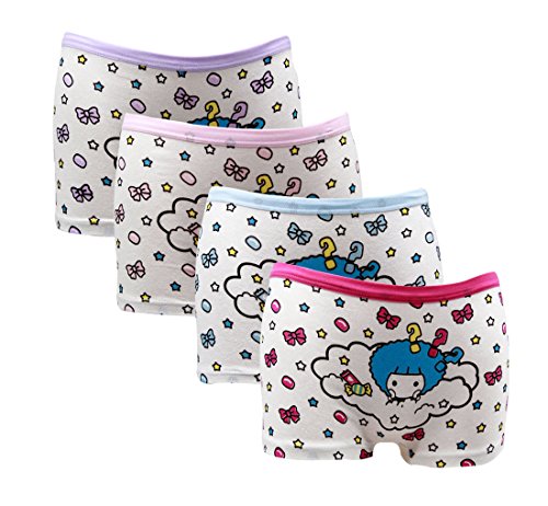 Mmiao Baby 2t-10t Kids Girls Briefs 4-pack Boyshort Underwear Bow MocMoc (6-8)