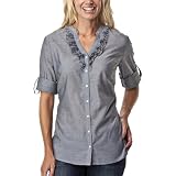 Merona Blue Chmbry Ruffle Top - M
