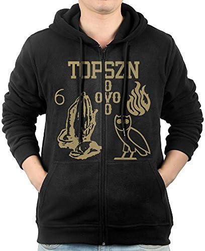 Man's Topszn Ovoxo Drake Owl Hooded Sweatshirt Zip-Front