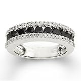 1 Carat Black and White Diamond Ring in 10K White Gold