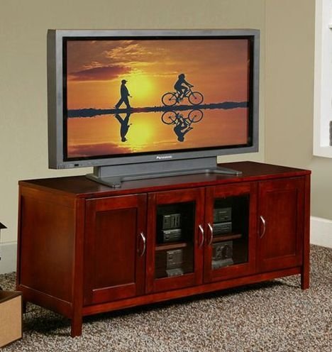 TV Console Cabinet in Medium Cherry Finish