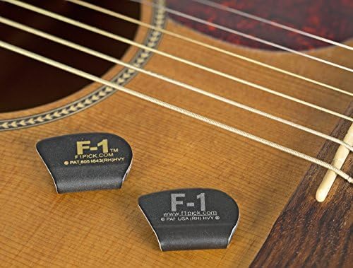 Big Rock Engineering - F-1H Ergonomic Grip Guitar Pick - For Improved Control and Easier Play - 6 Pack, Black, Heavy