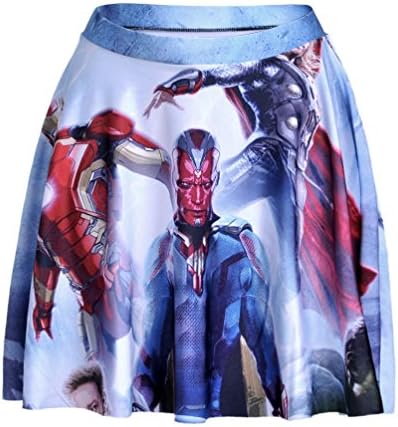 Marvel Movie 'The Avengers' Printed Pleated Flared Midi Skirt