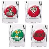 NBA Milwaukee Bucks Four Piece Square Shot Glass Set (Individual Logos)
