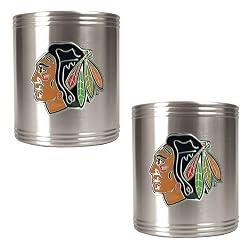 Chicago Blackhawks NHL 2pc Stainless Steel Can Holder Set- Primary Logo by Great American Products