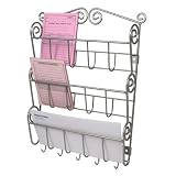  : Scroll Letter Holder with Hooks - Satin Nickel (Satin Nickel) (14.6"H x 11.5"W x 2.5"D)