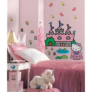 RoomMates RMK1200GM Hello Kitty Giant Princess Castle Peel & Stick Mural