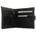 Leather Men's Wallet - Excellent Quality Stud Fastening Black Brown Grain Leather