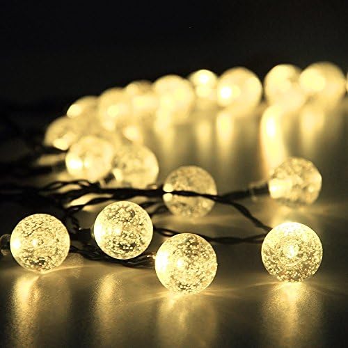 YIMIA 50 LED Outdoor Solar Powered String Lights, 8 Modes 23ft Warm White Decorative Christmas Fairy Globe Light for Party, Indoor Decor, Wedding Decorations, Patio, Garden, Holiday, Home (Warm White)