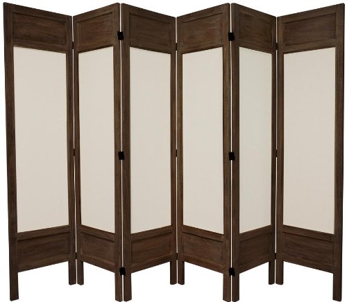 6 Feet Tall Solid Frame Fabric Room Divider in Burnt Brown Number of Panels: 6