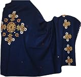 Thread & Mirror Embroidered Shawl Wool in Tribal Designs (ktds425)