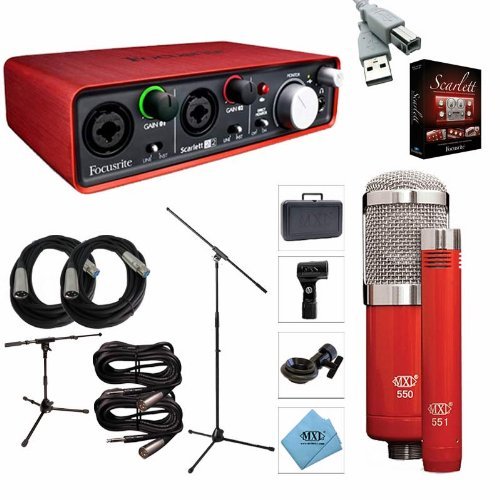 Focusrite Scarlett 2i2 Interface Recording Package - MXL 550/551r, (2) Mic Stand, (2) XLR Cable Bundle Focusrite Scarlett 2i2 Interface Recording Package - MXL 550/551r, (2) Mic Stand, (2) XLR Cable Bundle