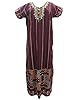 Dark Maroon Cotton Kaftan Embroidered Caftan