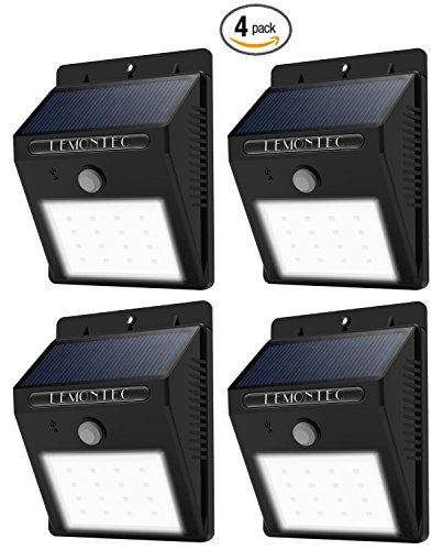 Lemontec Waterproof Wireless Solar Spotlight with Motion Sensor, Pack of 4