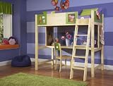 Powell LittleMissMatched Artsycraftsy Twin Size Study Loft Bunk Bed (ships in 2 cartons)