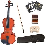 Cecilio CVN-100 4/4 (Full Size) Rosewood Fitted Solid Wood Violin + Hard Case, Bow, Rosin & Extra Set of Strings & Bridge