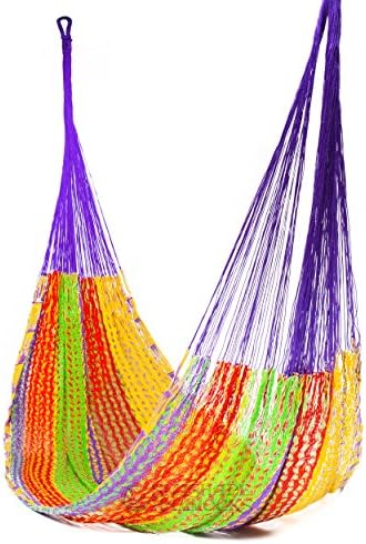 Handmade Cotton Hammock by Mayan Artisans - A Fair Trade Item - Mold To You Body - Soft And Most Comfortable - Mexican Double Size Multicolor 660 lbs Max by SilishapeHammocks