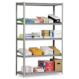 518b5N7vB3L. SL160  Edsal : Heavy Duty Shelving Rack, Five Shelves, 48w x 24d x 78h, Silver  :  Sold as 2 Packs of   1   /   Total of 2 Each