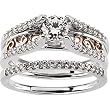 14K White and Rose Gold Diamond Wedding Set - 0.87 Ct.