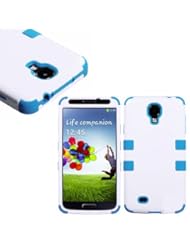 Wireless: myLife (TM) White and Sky Blue - Smooth Color Design (3 Piece Hybrid) Hard and Soft Case for the Samsung Galaxy S4 "Fits Models: I9500, I9505, SPH-L720, Galaxy S IV, SGH-I337, SCH-I545, SGH-M919, SCH-R970 and Galaxy S4 LTE-A Touch Phone" (Fitted Front and Back Solid Cover Case + Internal Silicone Gel Rubberized Tough Armor Skin + Lifetime Warranty + Sealed Inside myLife Authorized Packaging) "ADDITIONAL DETAILS: This three layer Galaxy S4 armor skin gel fit together case is made of grip easy smooth silicone and hardshell plates that slide in to your pocket easily yet wont slip out of your hand" - myLife Brand Products