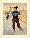 1904 Print Nico Jungmann Art Veere Holland Peasant Boy Ice Skating Antique Skate - Original Color Print
