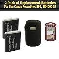 2 Pack of Replacement Batteries For Canon Powershot S95 Digital Camera, Canon NB-6LH NB-6L 1200MAH Each + Deluxe Hard Case + Free Pack Of LCD Screen Protectors