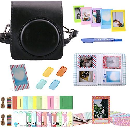 Fujifilm Instax Mini 70 Instant Film Camera Case Accessories - WISAGI Black Instax Mini 70 Case/Mini Album/Colorful Filter/Wall Hang Frames 20 Pcs/Film Frame/Film Stickers/Marking Pen/L Shape frame