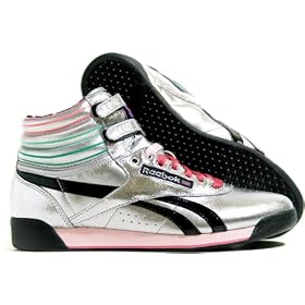 Buy Reebok Ladies Freestyle High Disco (silver teal energy purple) by Reebok