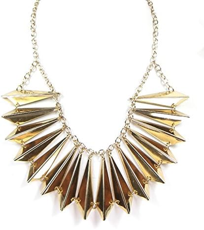 Gorgeous Gold Tone 3d Fan Half Moon Link Statement Necklace