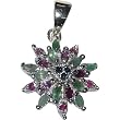 Jewelry Gifts Silver Multi Gemstone Pendant with Chain 0.75 Inches (gpers002pndt)