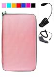 Hard Cube Carrying Case for E-Book Barnes and Nobles Nook + Black eLight + Car Charger (Pink)