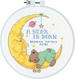 Baby Hugs Moon Sleeper Birth Record Counted Cross Stitch Kit - 6" Round