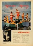 1952 Ad Mercury Cruiser Boat Engine Lake Waterskiing - Original Print Ad