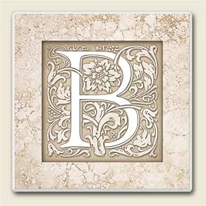 AbsorbaStone Coaster set~ Monogram Initial B ~ 4 Tile Drink Coasters ~ code x569C