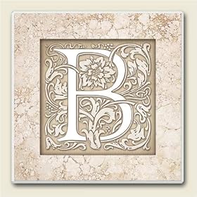 Click here to buy AbsorbaStone Coaster set~ Monogram Initial B ~ 4 Tile Drink Coasters ~ code x569C by Artworks Home Accents.