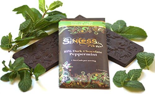 12-pack-Sinless Raw Peppermint 85% Chocolate Bar, 2.25 Oz (64g) (Peppermint 85%)