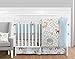 Blue, Grey and White Woodland Animal Toile Collection Girl or Boy Crib Bumper