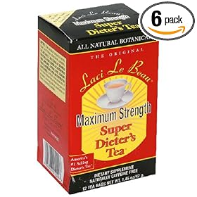 Laci Le Beau Super Dieters Tea, Maximum Strength, Tea Bags, 12-Count Boxes (Pack of 6)