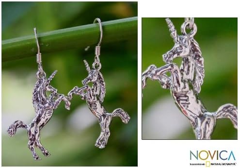 925 Sterling Silver Dangle Earrings 'Dance of the Unicorns'
