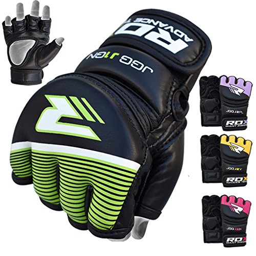 RDX Kids Maya Hide Leather MMA Grappling Gloves UFC Youth Cage Fighting Sparring Glove Training